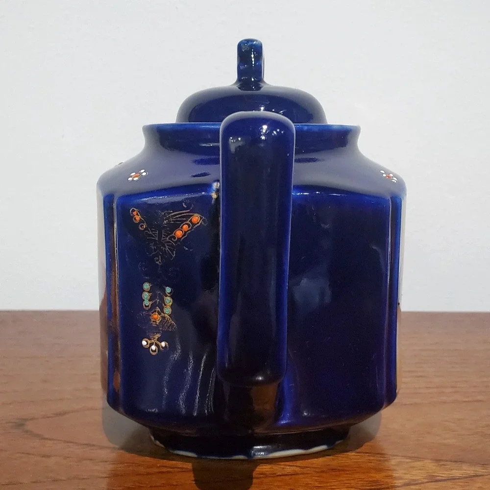 Vintage Hand Painted landscape‎ windmill sunset sunrise, Teapot, MCM, Japan